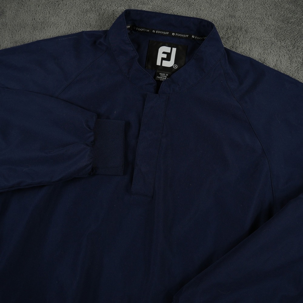 FootJoy Pullover Windshirt Mens S Blue Snap Mock Neck Raglan Long Sleeve Golf - Picture 1 of 8